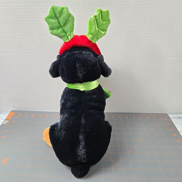 Walmart Holiday Rottweiler Dog Plush Stuffed Animal Leaf Antlers Penguin Scarf - Picture 3 of 16
